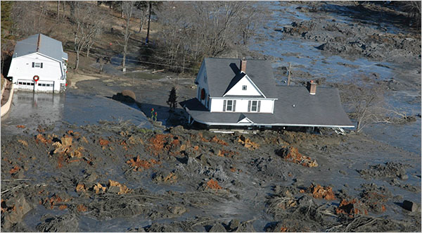 Above: The aftermath of the 2008 TVA Coal Ash Spill in Kingston, TN , one of the largest environmental disasters in U.S. history. Photo - J. Miles Carey/Knoxville News Sentinel, via Associated Press
