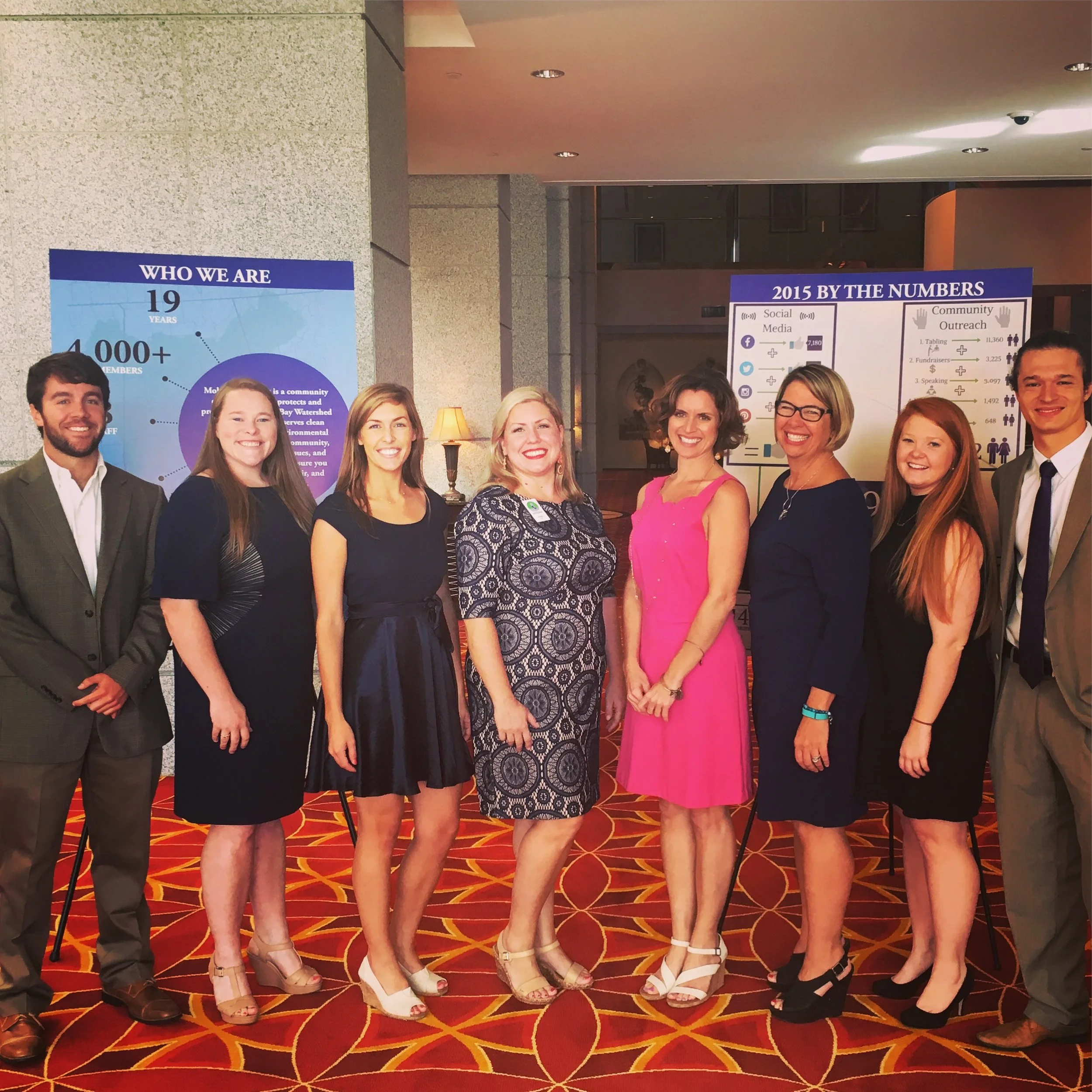 Above: Mobile Baykeeper Staff pictured at Bay Awakening. L to R: Hanlon Walsh, Justine Herlihy, Laura Jackson, Nickelle Stoll, Jamie Bullock, Casi (kc) Callaway, Nicole Bridgewater, Cade Kistler. 