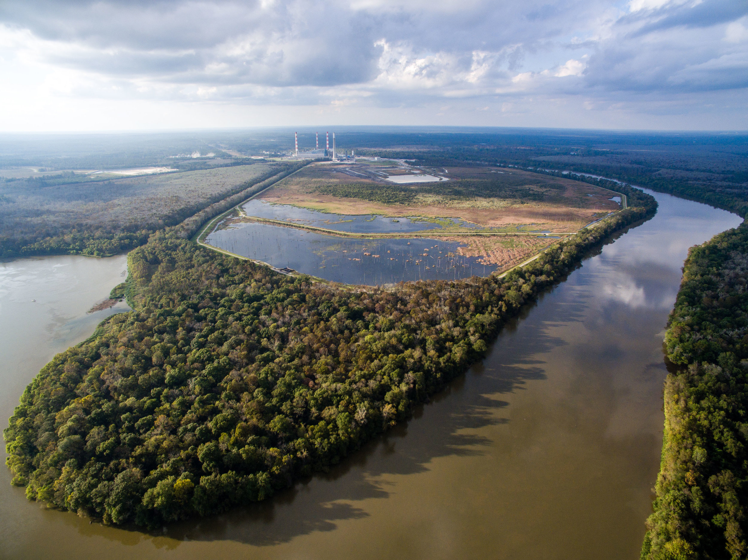 Above: Aerial view of The James M. Barry Electric Generating Plant in Mobile County, one of the largest coal ash ponds in the nation.