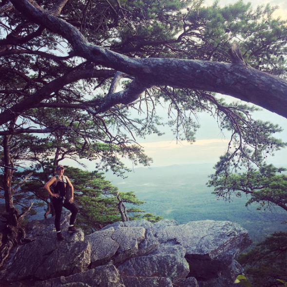Hiking to the top of Cheaha Mountain, the highest point in Alabama. 