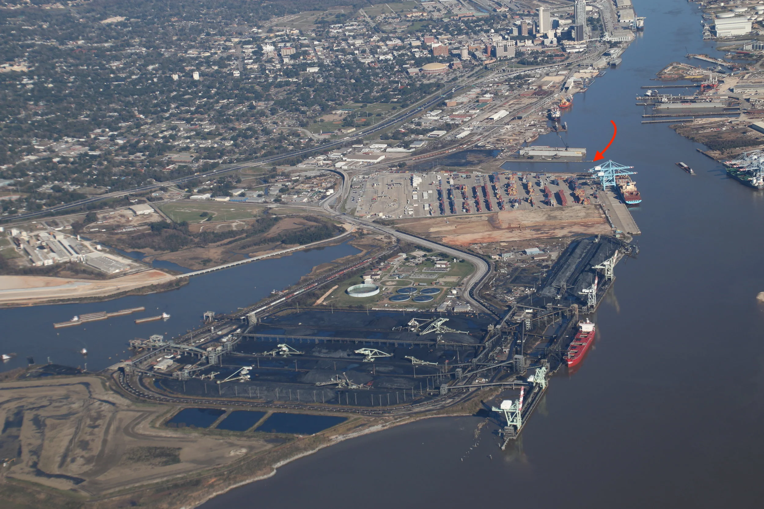 Aerial of proposed project area north of Mcduffie Island.