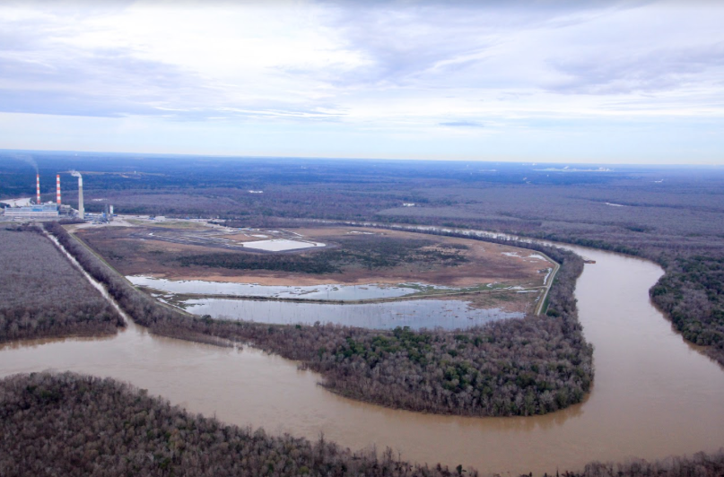Plant Barry’s Coal Ash Pond is shown here on a high water day in the Mobile-Tensaw Delta.