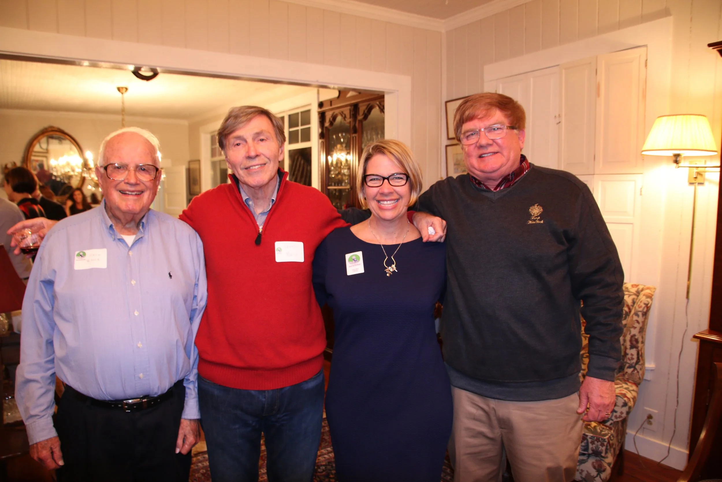 Casi Callaway with founding members and former presidents of the organization. From left to right: Jack Greer, Edward “Skeeter” Morris, Casi Callaway, and Logan Gewin.
