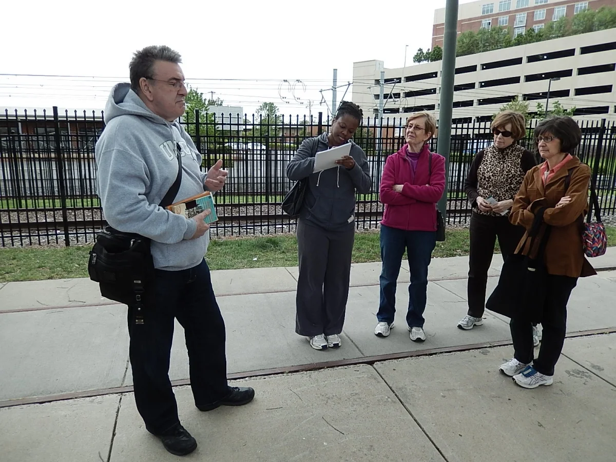 UNC Charlotte professor David Walters discusses the difference between urban planning and urban design. Photo: Mary Newsom