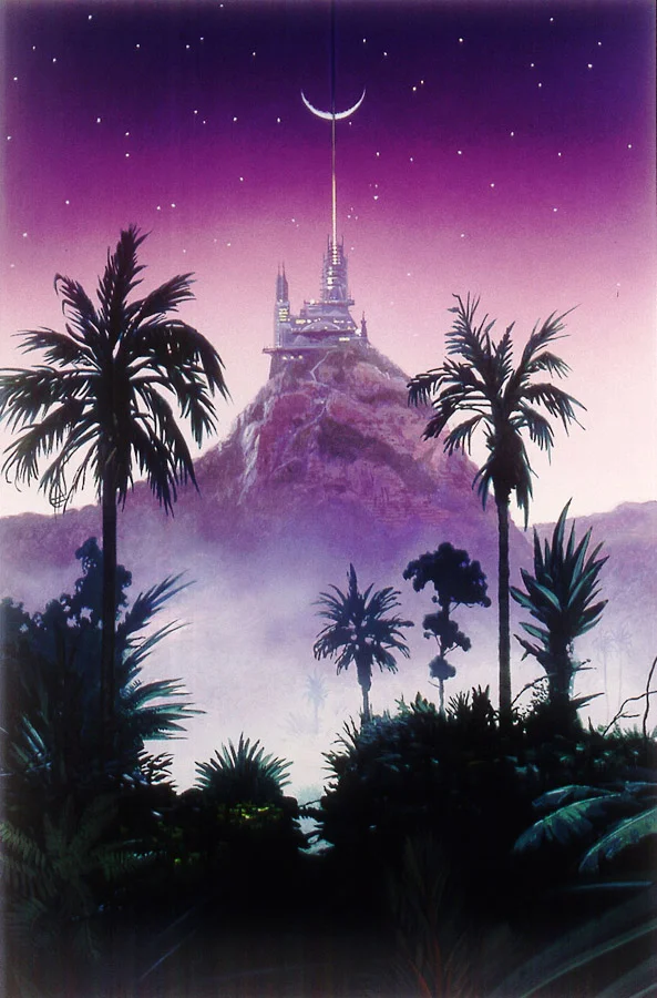 Illustration from Arthur C Clarke's "Fountains of Paradise" http://www.chrismooreillustration.co.uk