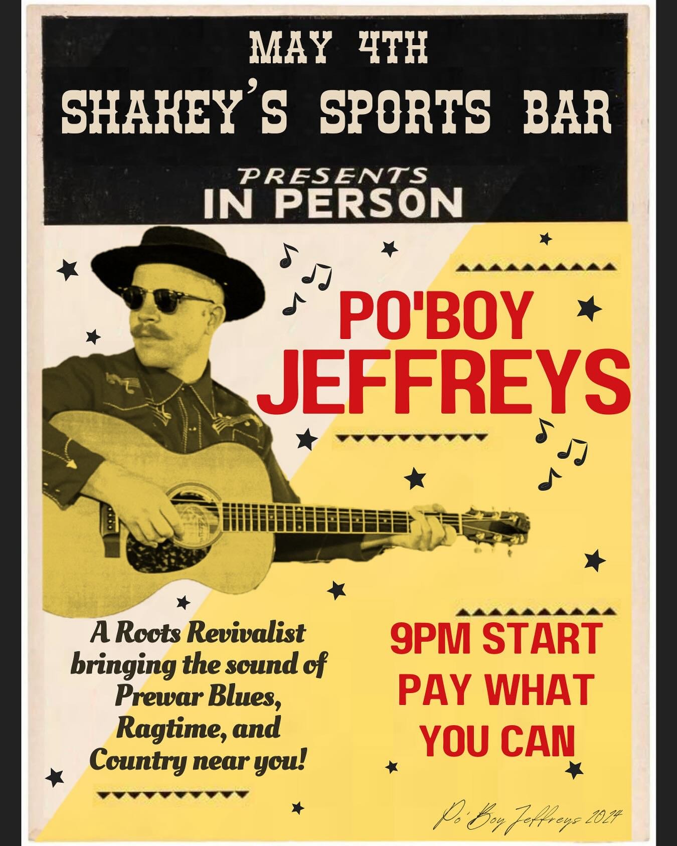 🎶 Live Music 🎶

We&rsquo;re very excited to announce a new musician @poboyjeffreys to Shakey&rsquo;s this Saturday, May 4th at 9pm

Sponsored by @amsterdambeer with $10 Mini Pitchers 🍻

Call 416-767-0608 to reserve your table 📞

*In the event of 