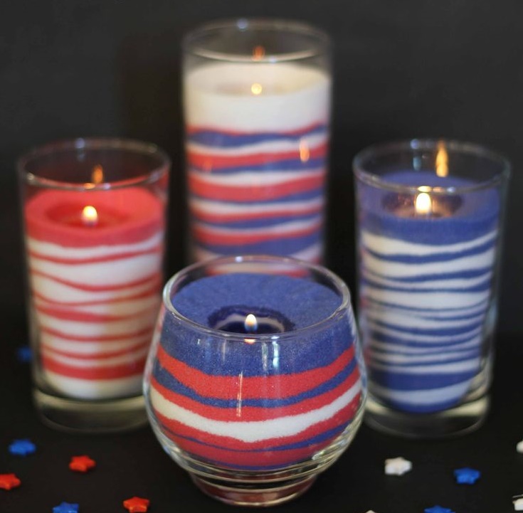 You just need a drinking glass, votive candle and funnel to do this very interesting sand candle. You can also buy a candle with a scent to add more value and delight.