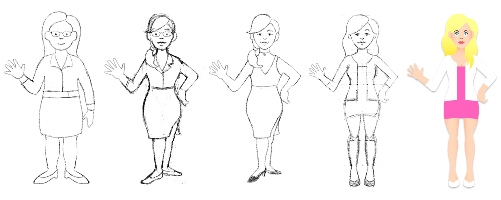 ( Starting with original sketch at left)