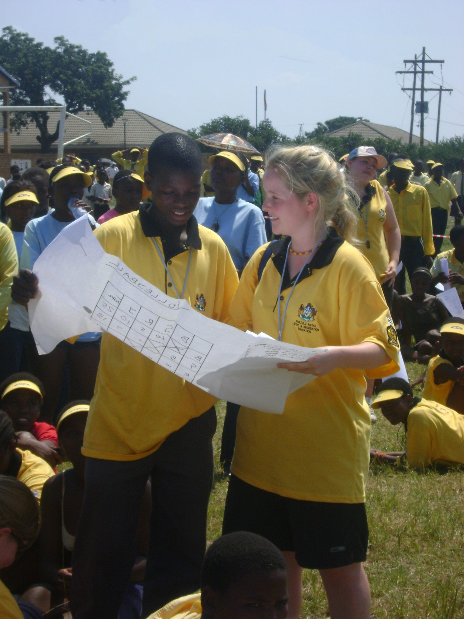 Photo: Pupils from both schools working together