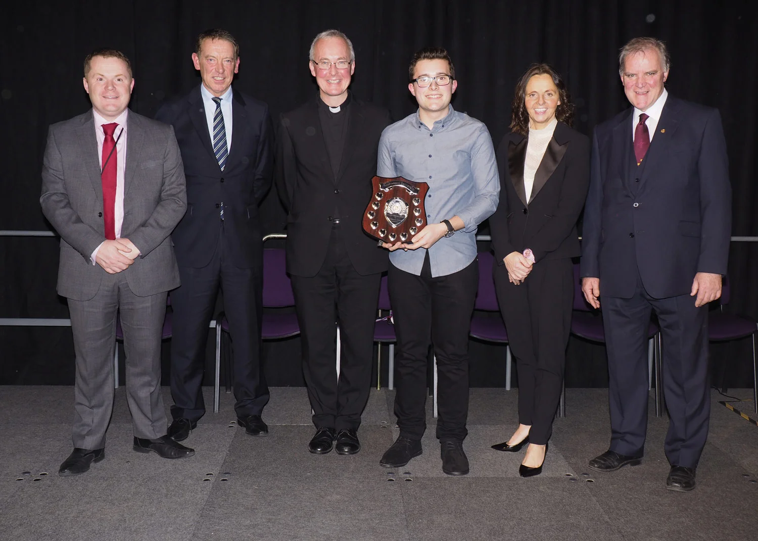 Photo: Mr D Beardsley, David Geldart, Mgr Paul Grogan, Karl Verspyck, Mrs C Chattoe, Mr R Lavery