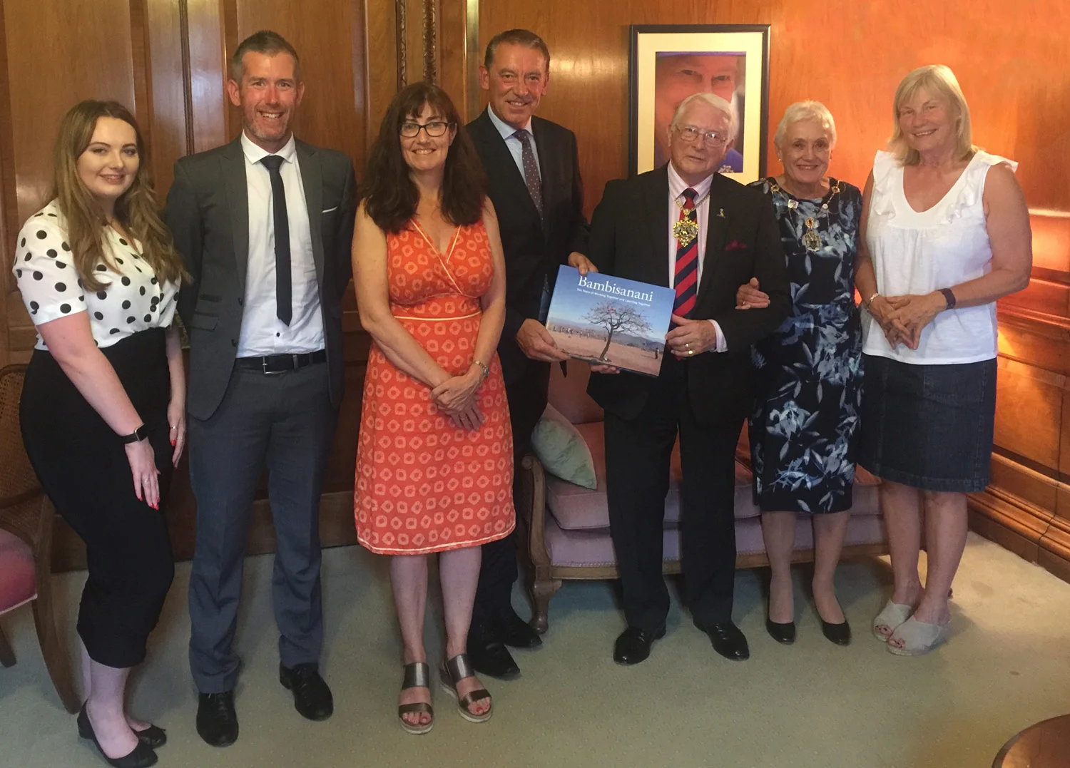 Photo: LEFT TO RIGHT: Beth Ward, Andrew Lockwood, Karen Murgatroyd, David Geldart, Lord Mayor, Lady Mayoress, Barbara Pounder
