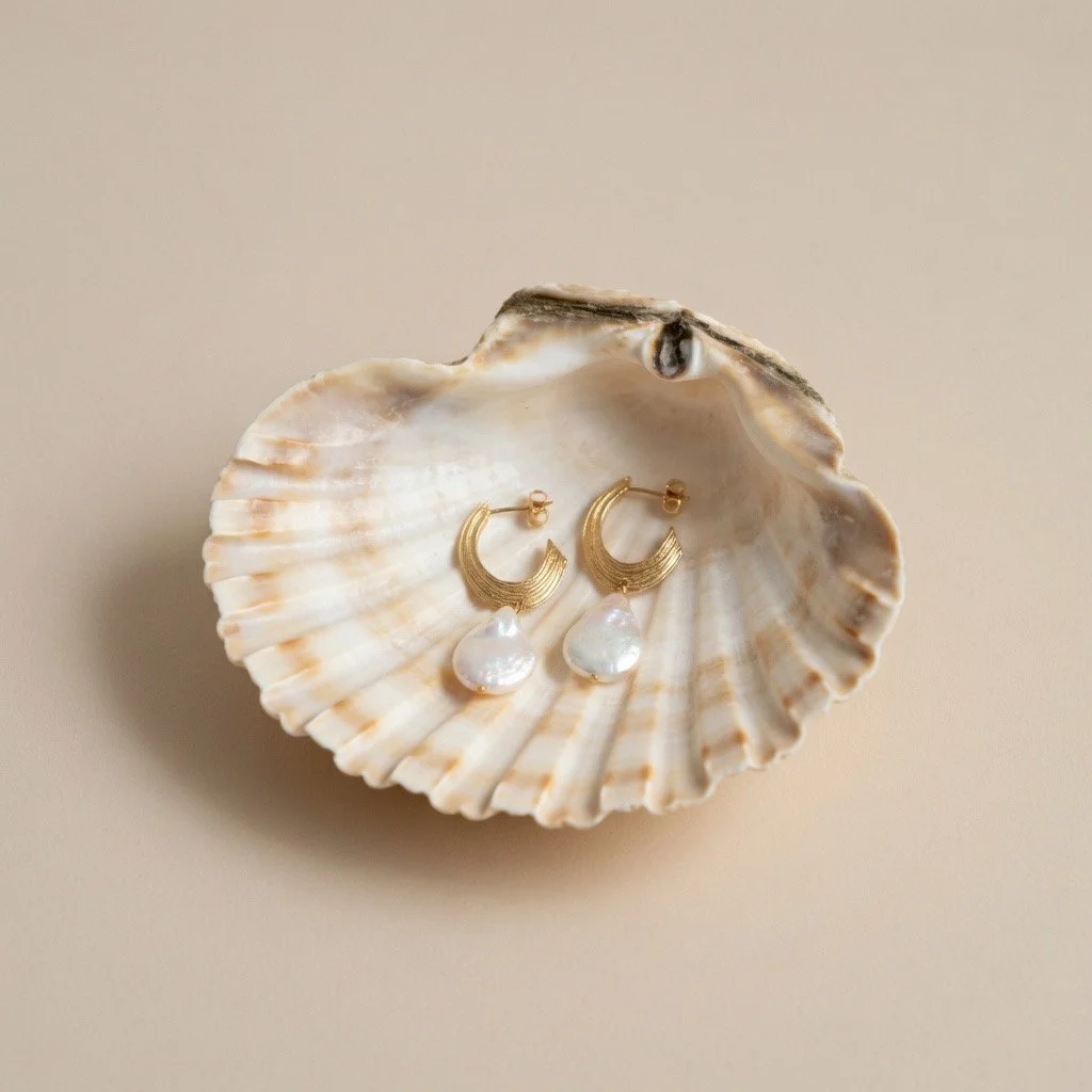 Strata Thin Earring with Pearl