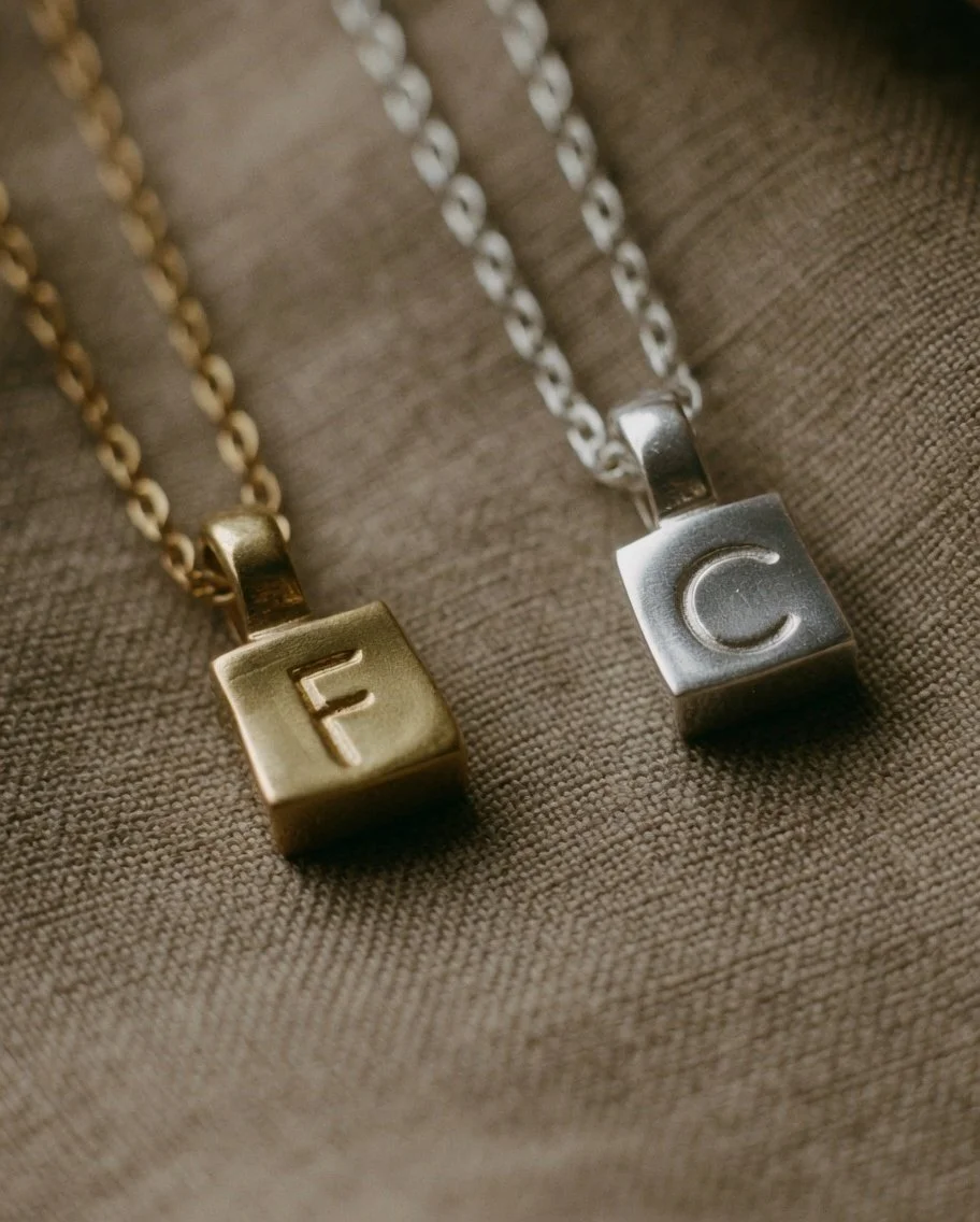 Building Block Initial Necklace