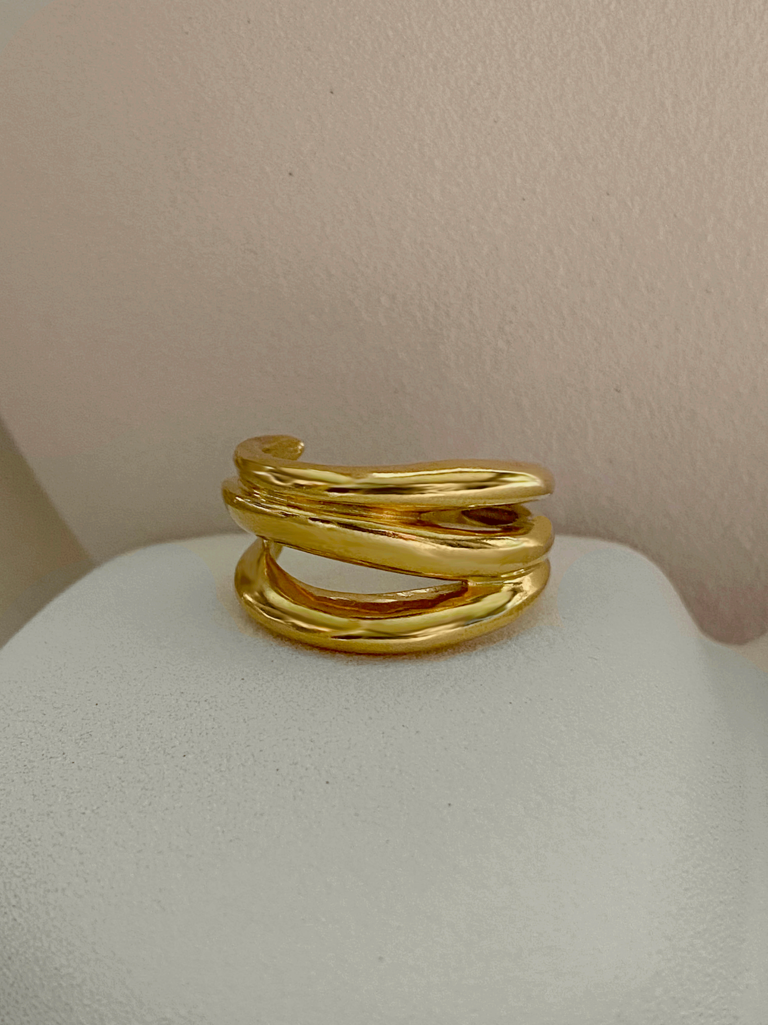 Modern chunky statement gold ring