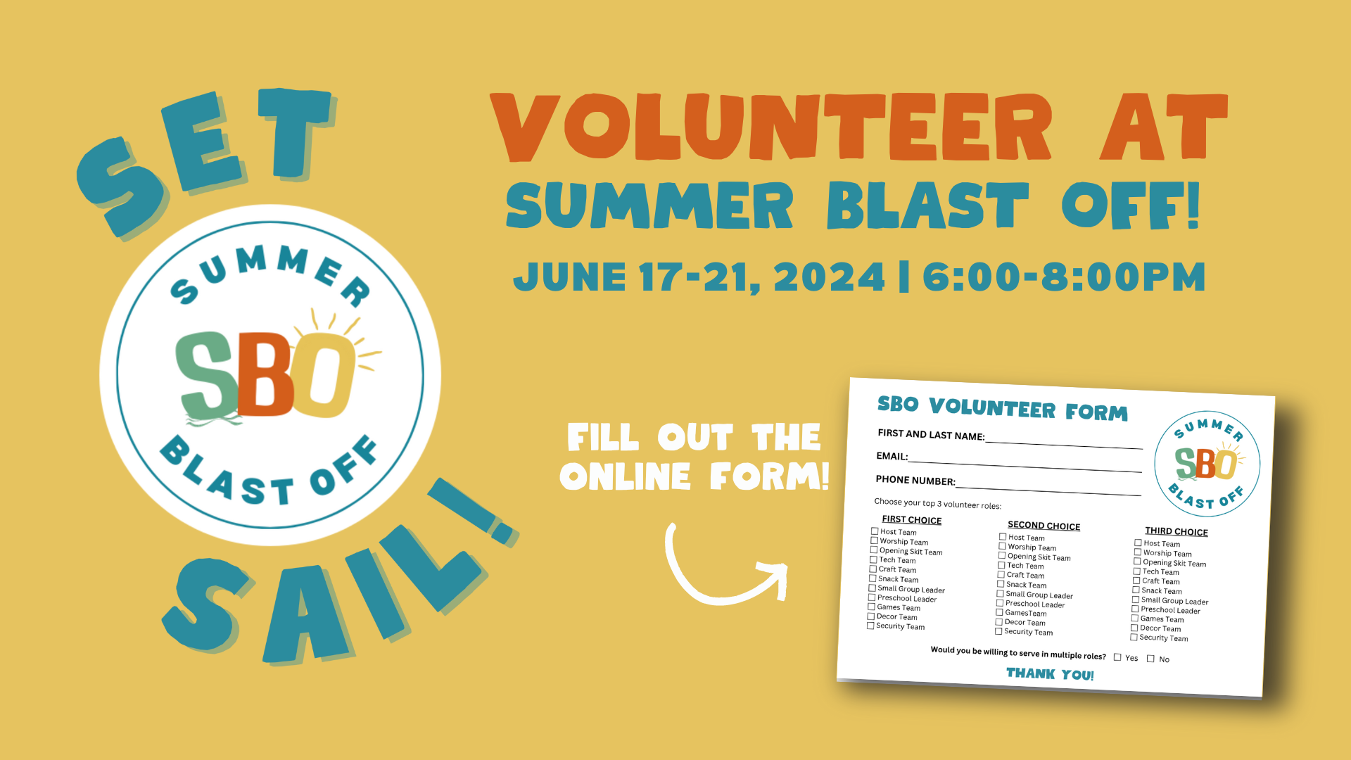 Summer Blast Off Volunteer Form