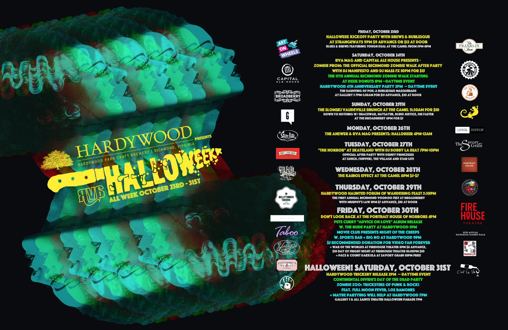  Bride of Frankenstein design with event listing 