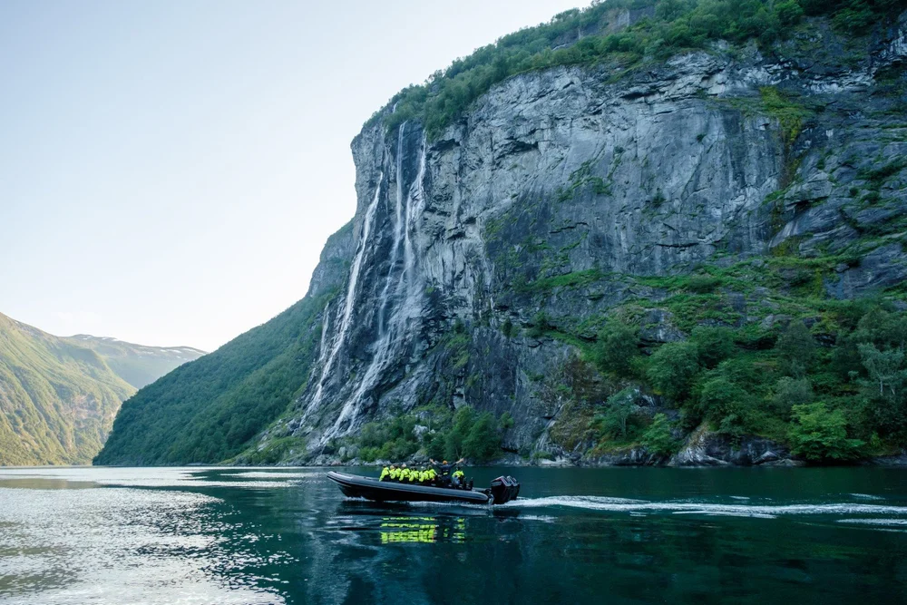 RIB boat at the Seven Sisters waterfalls