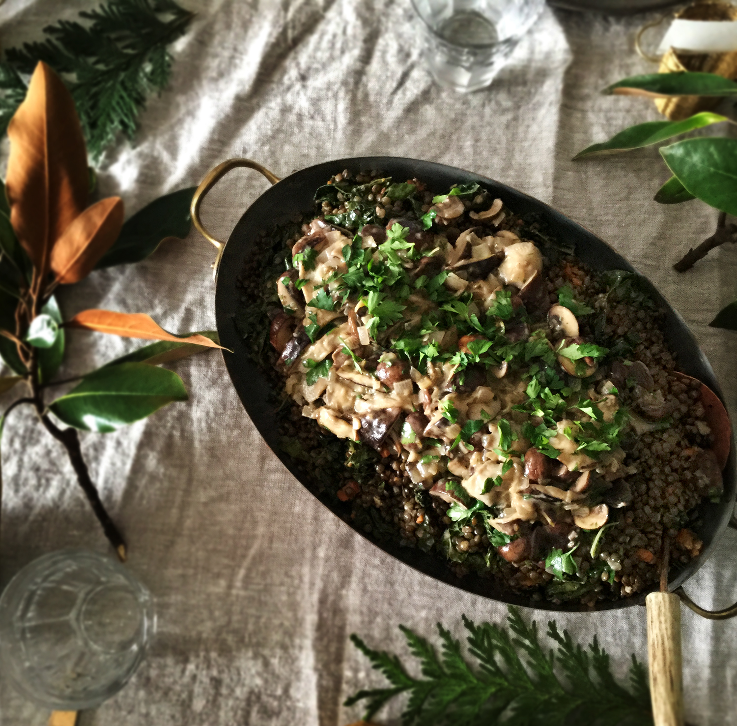 An exceedingly lovely dish of black lentils with a mushroom ragu, made by the talented chef of Local Milk Retreats , Beth Kirby.