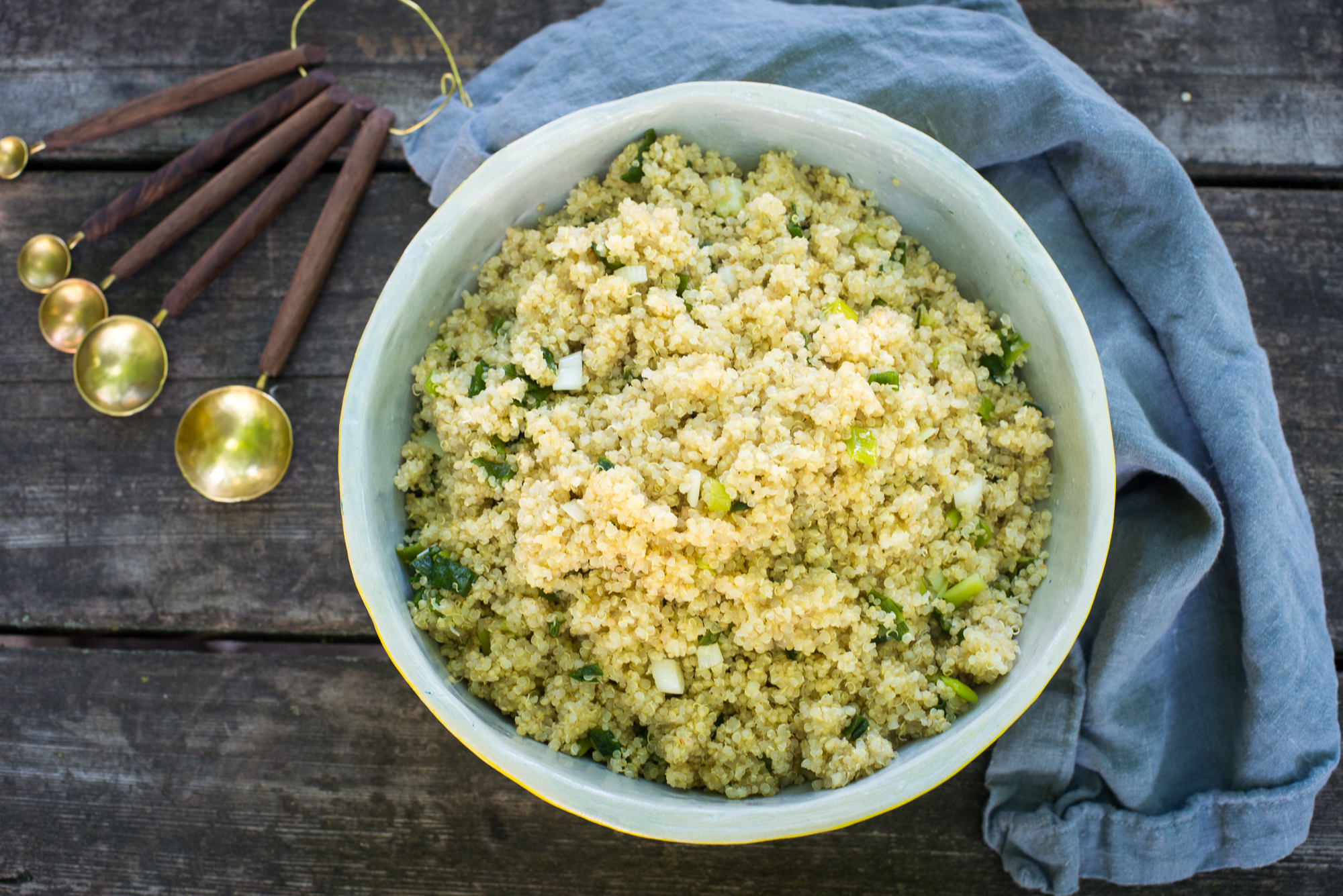 Quinoa pilaf with sauteed scallions...