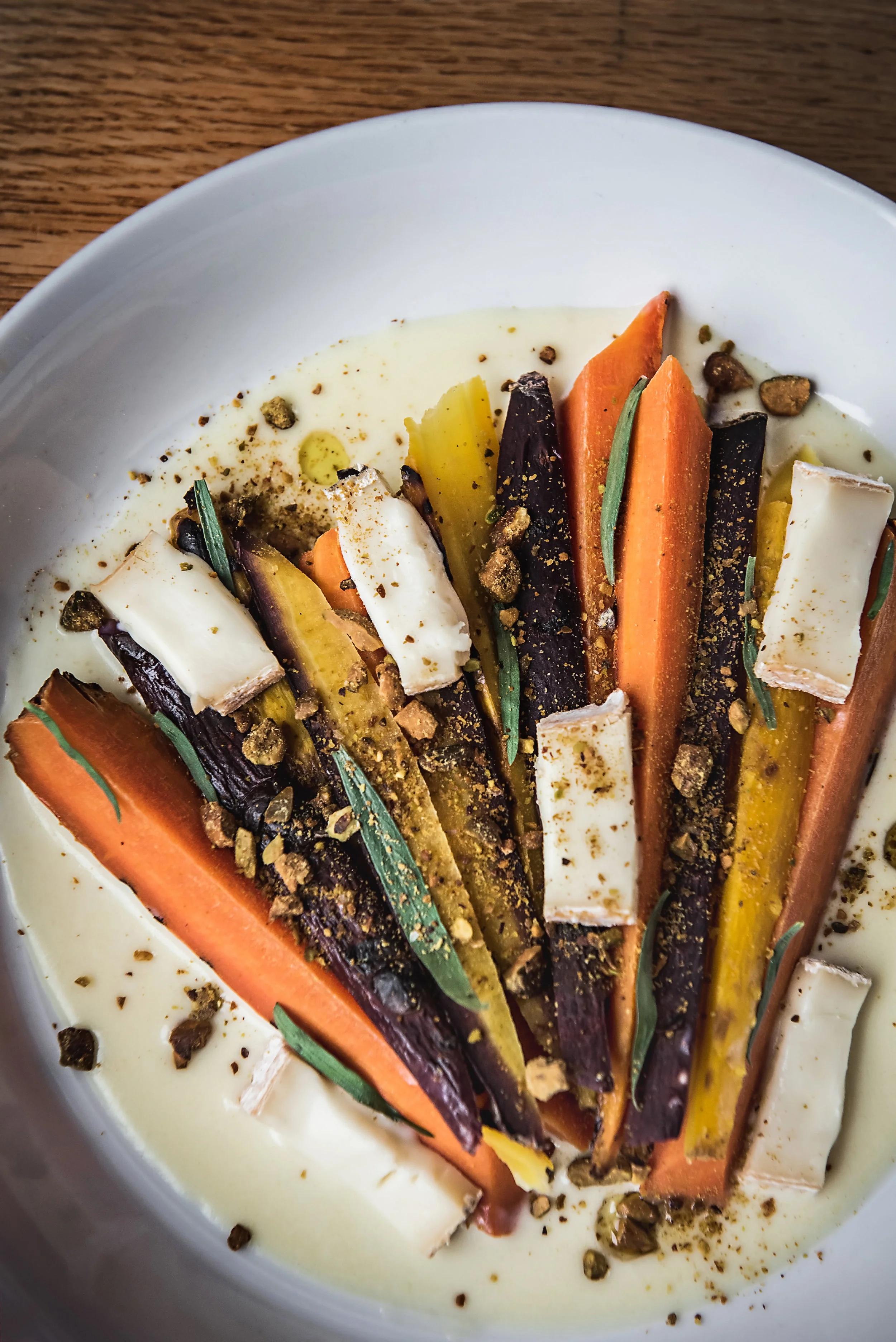 Grilled Carrots with Tellegio Sauce and Terragon