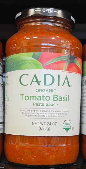 Organic pasta sauce  $3.49