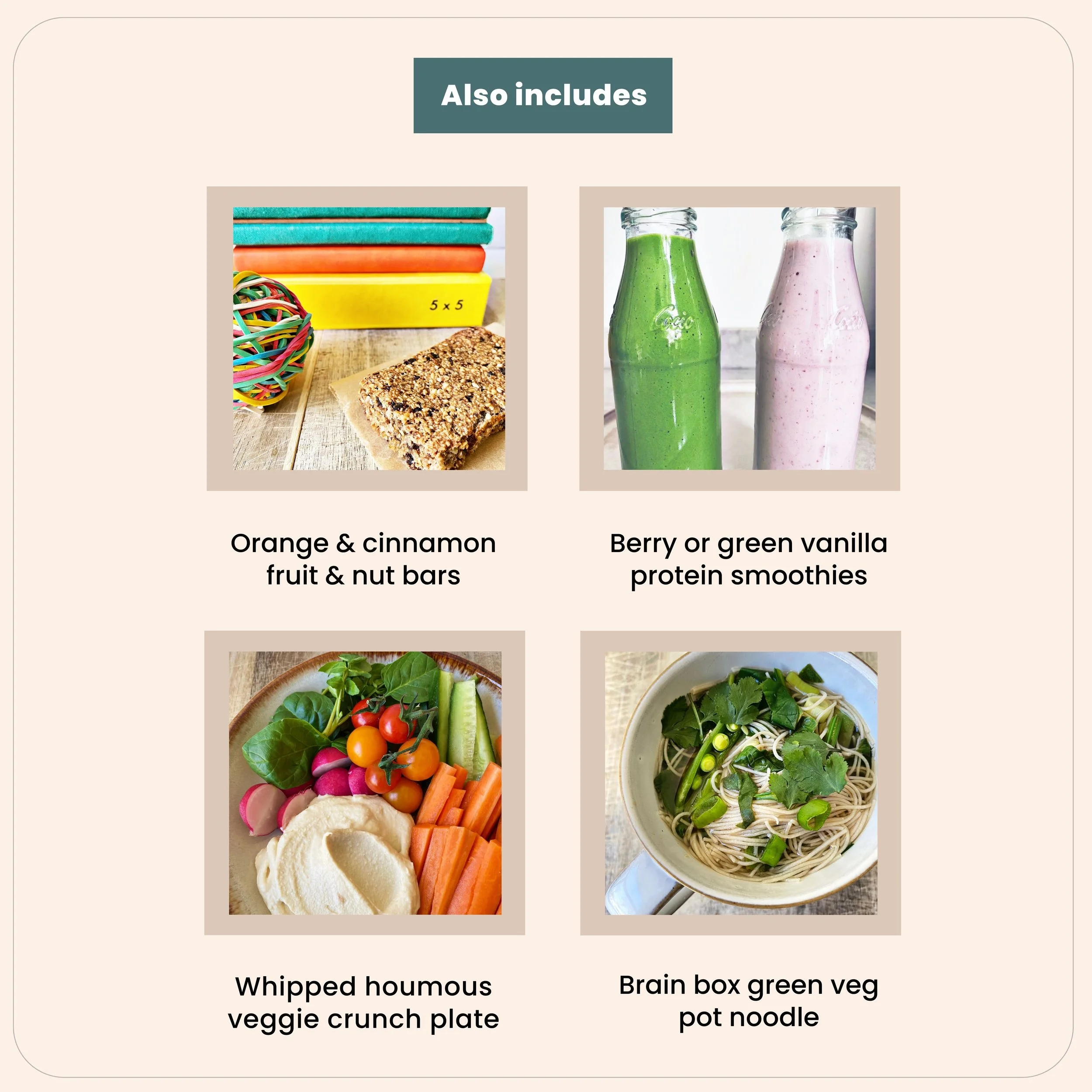Contents page of Study Snacks for Teens meal plan showing included recipes