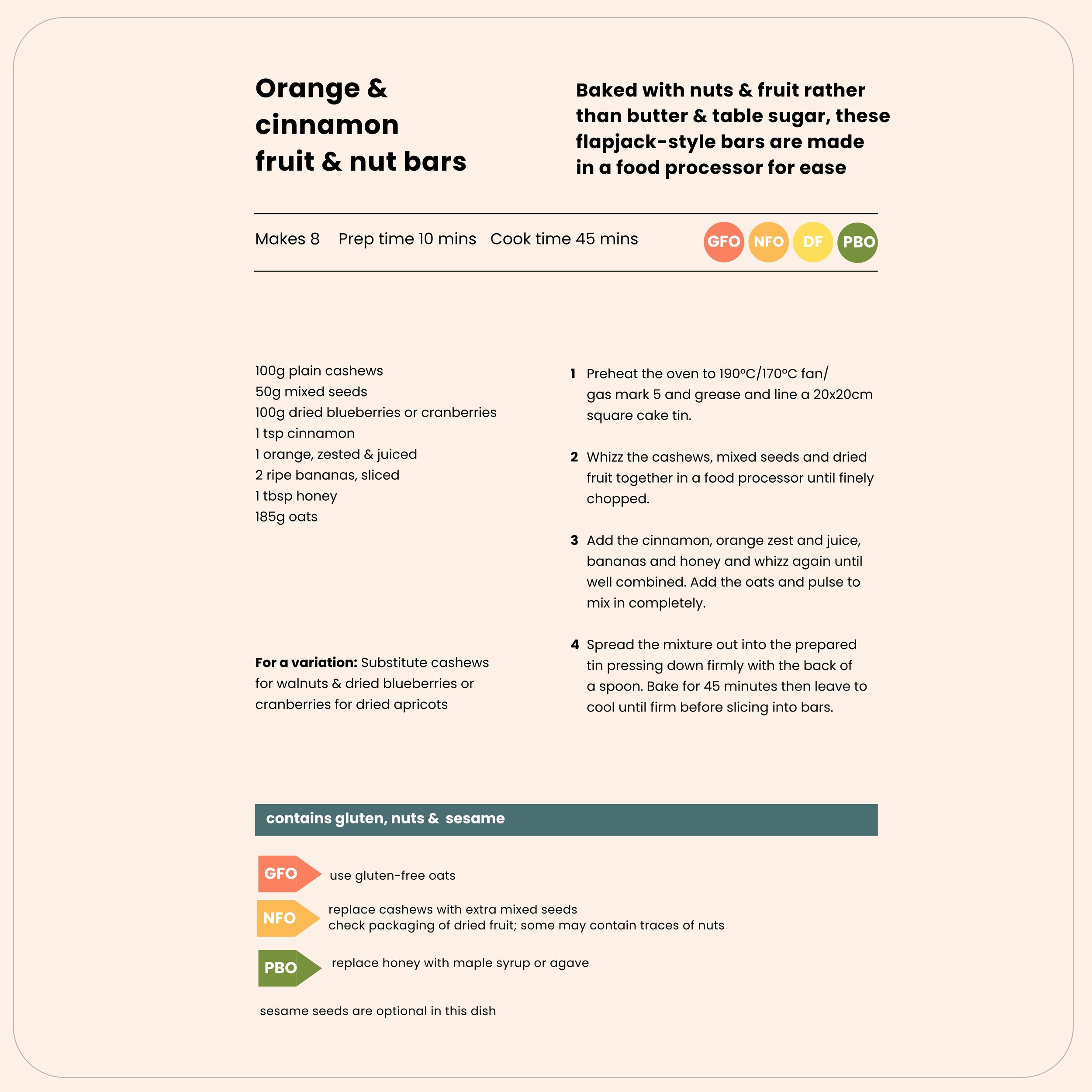 Example recipe from Study Snacks for Teens meal plan with ingredients and method