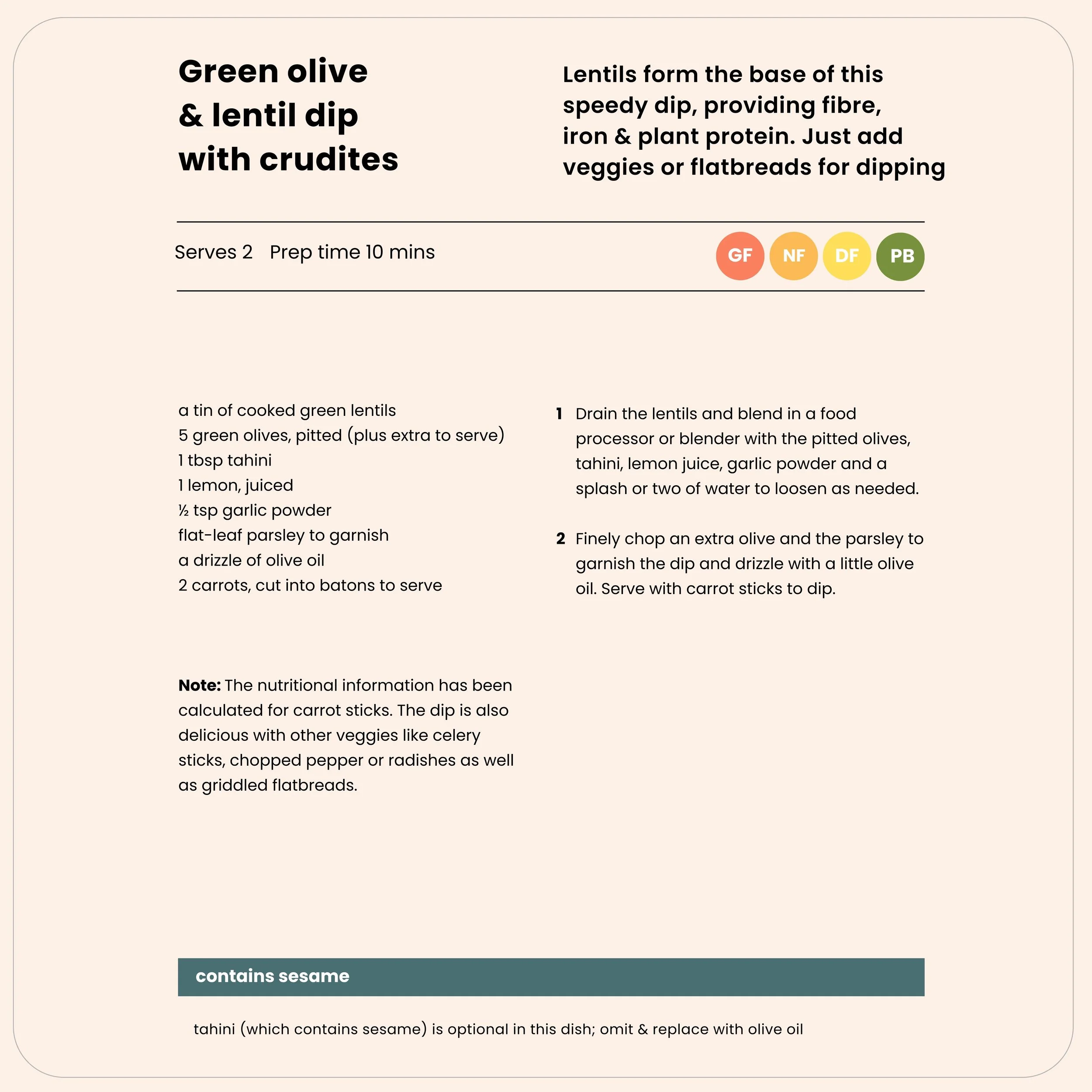 Example recipe from Ready in 15 Summer Edition meal plan with ingredients and method