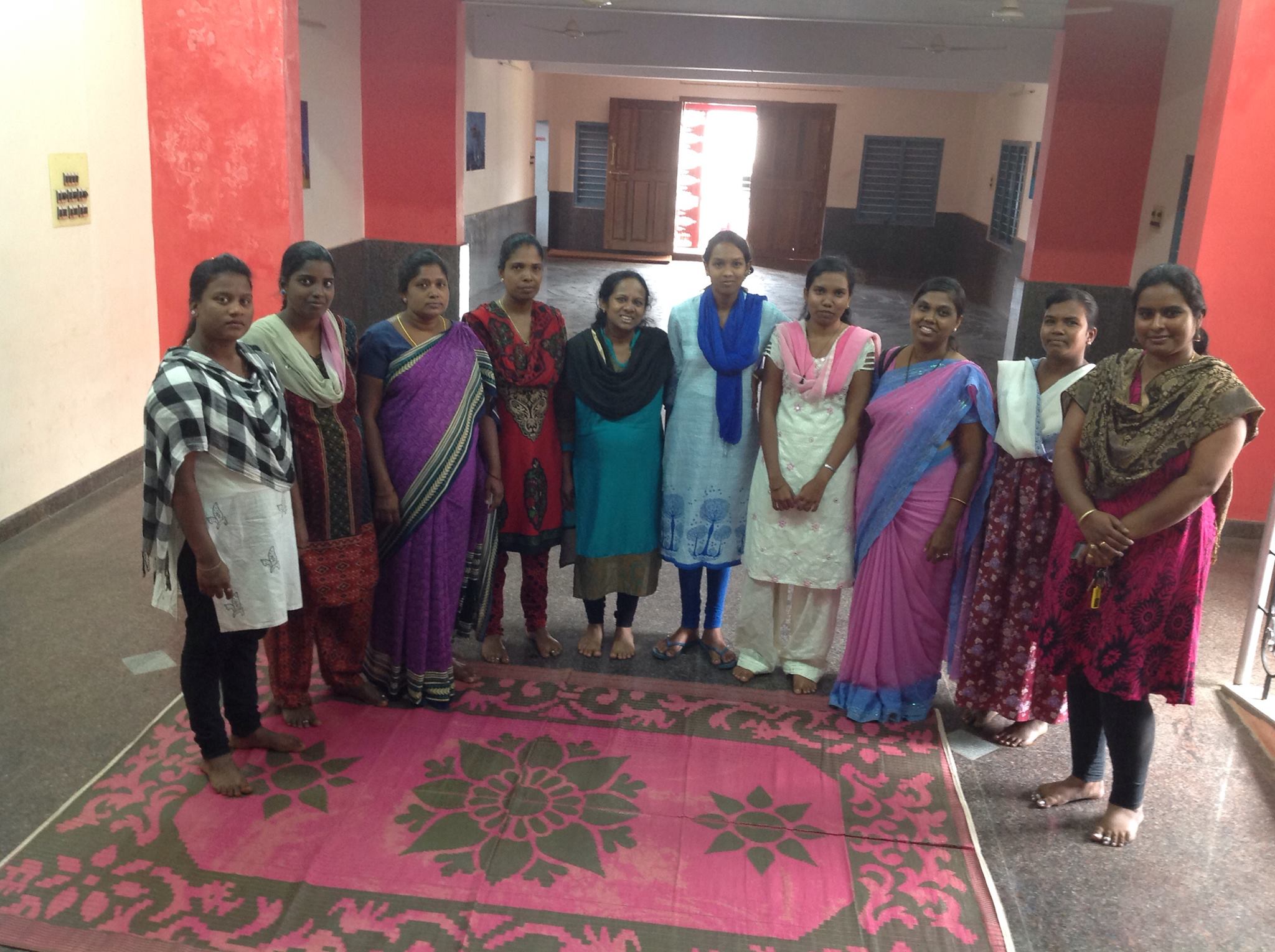 Women in the sewing project. 