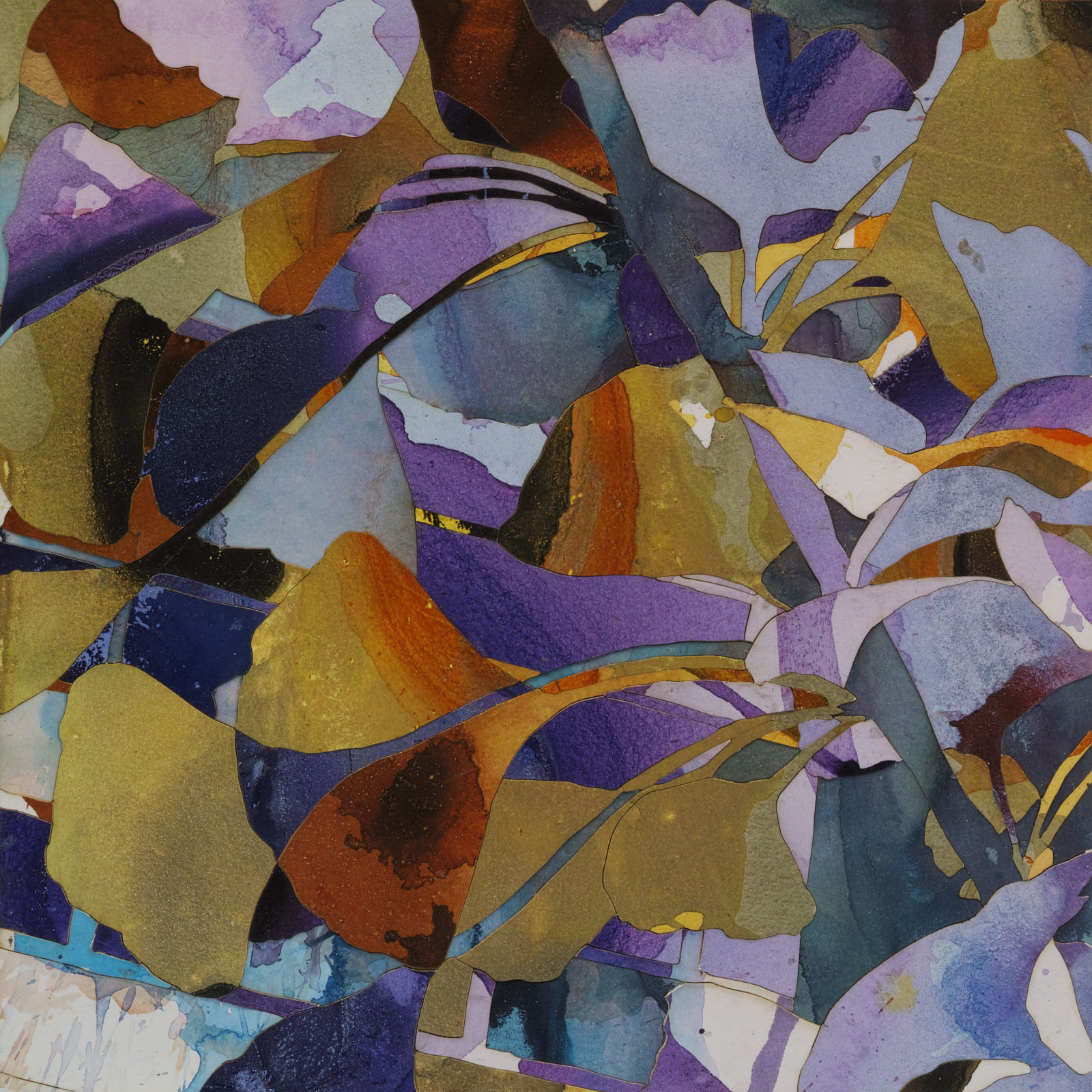 Ramon Riley, Gingko , 2016, Lasercut collage, watercolor, 16 x 16 in.