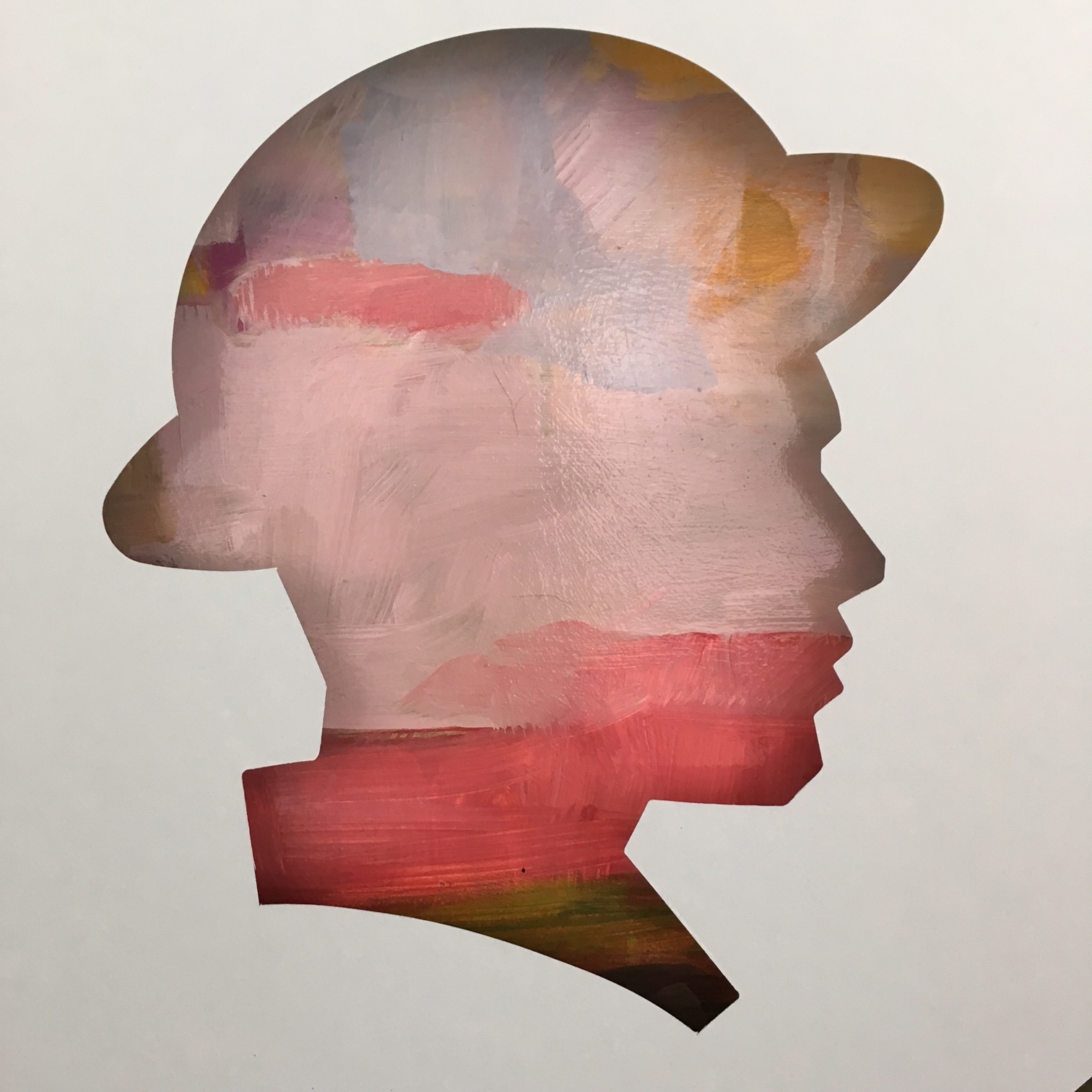 Nicole Renee Ryan, painting overlaid with Paul Schifino's Lawrenceville Artists' Studio Tour poster (die cut removed).