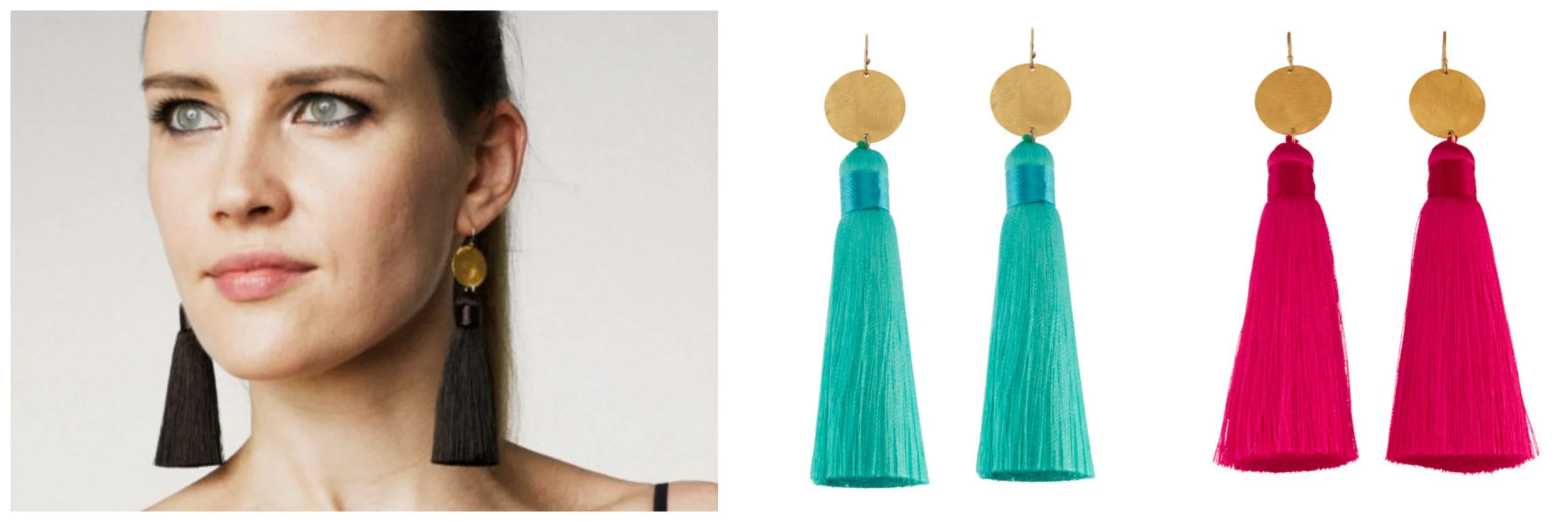 Tassels extremely in-style this spring and fall season. Bring contemporary style into your outfit in this relaxed look by pairing fun accessories with your everyday wardrobe. 