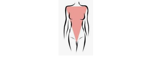 The triangle body type is characterized by broader shoulders and bust along with slimmer hips and legs. In order to even out this frame, dresses that fill out the bottom half provide the illusion of a more symmetical figure. 