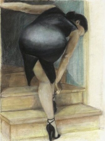 4. Pause on the Stair pastel on paper, 30''x22'', 2002 copy.jpg