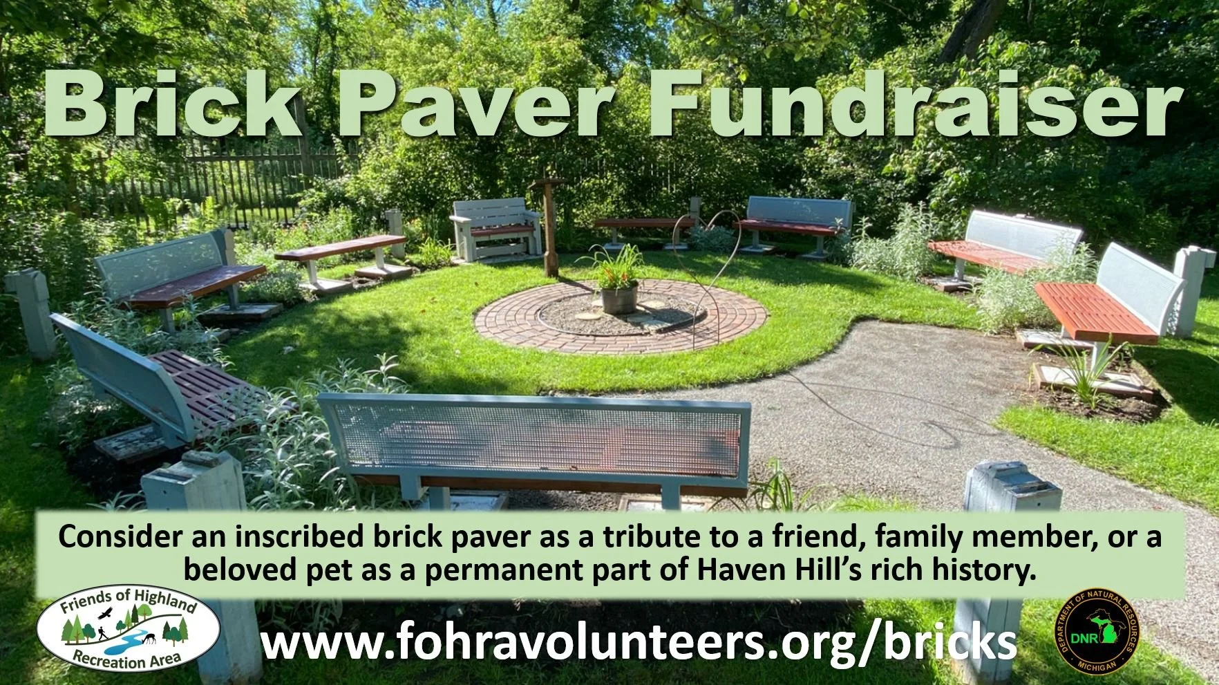 Haven Hill Commemorative Brick Circle at Highland Recreation Area - Order Now for Next Installation