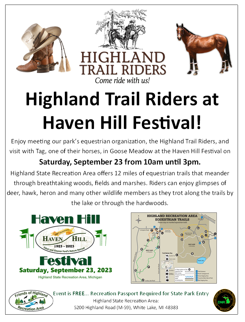 Come Meet the Highland Trail Riders at Haven Hill Festival on Saturday