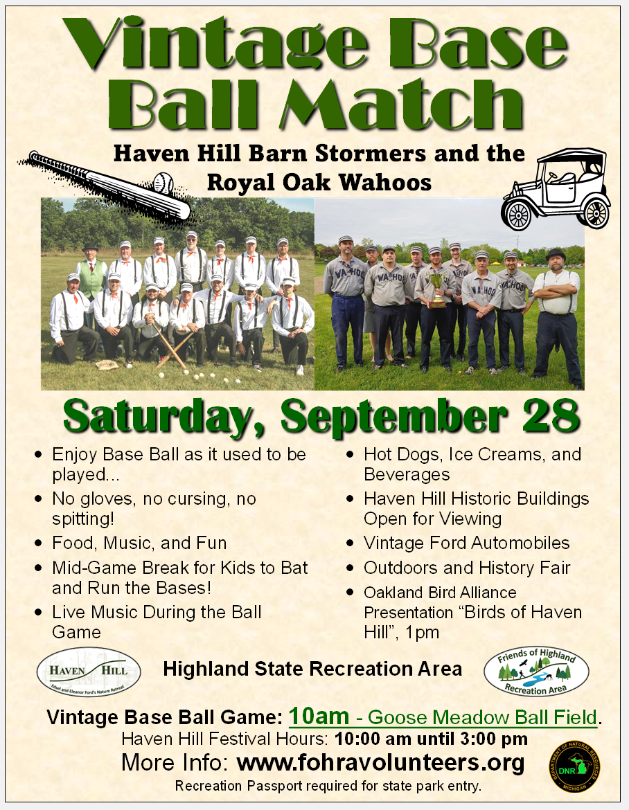 Vintage Base Ball Returns to Haven Hill Festival - September 28