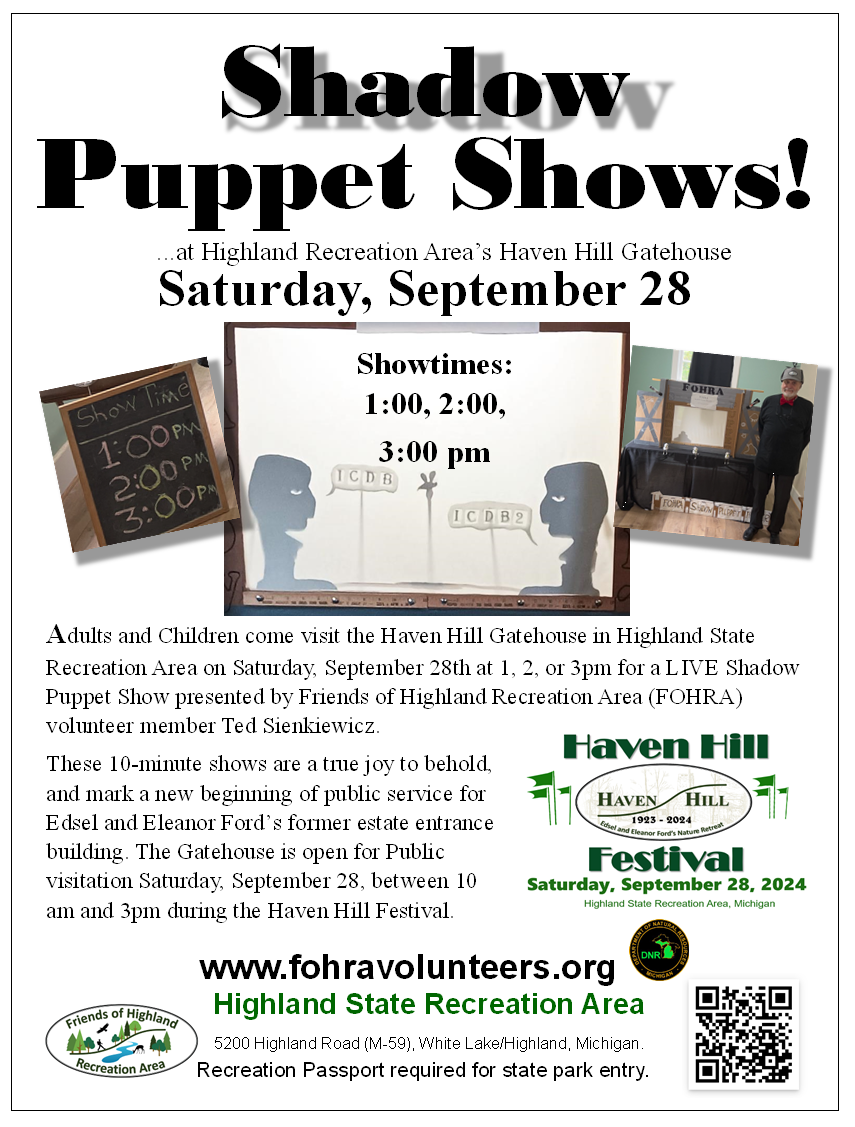 Shadow Puppets to Entertain at Haven Hill Gatehouse 1st Public Open House