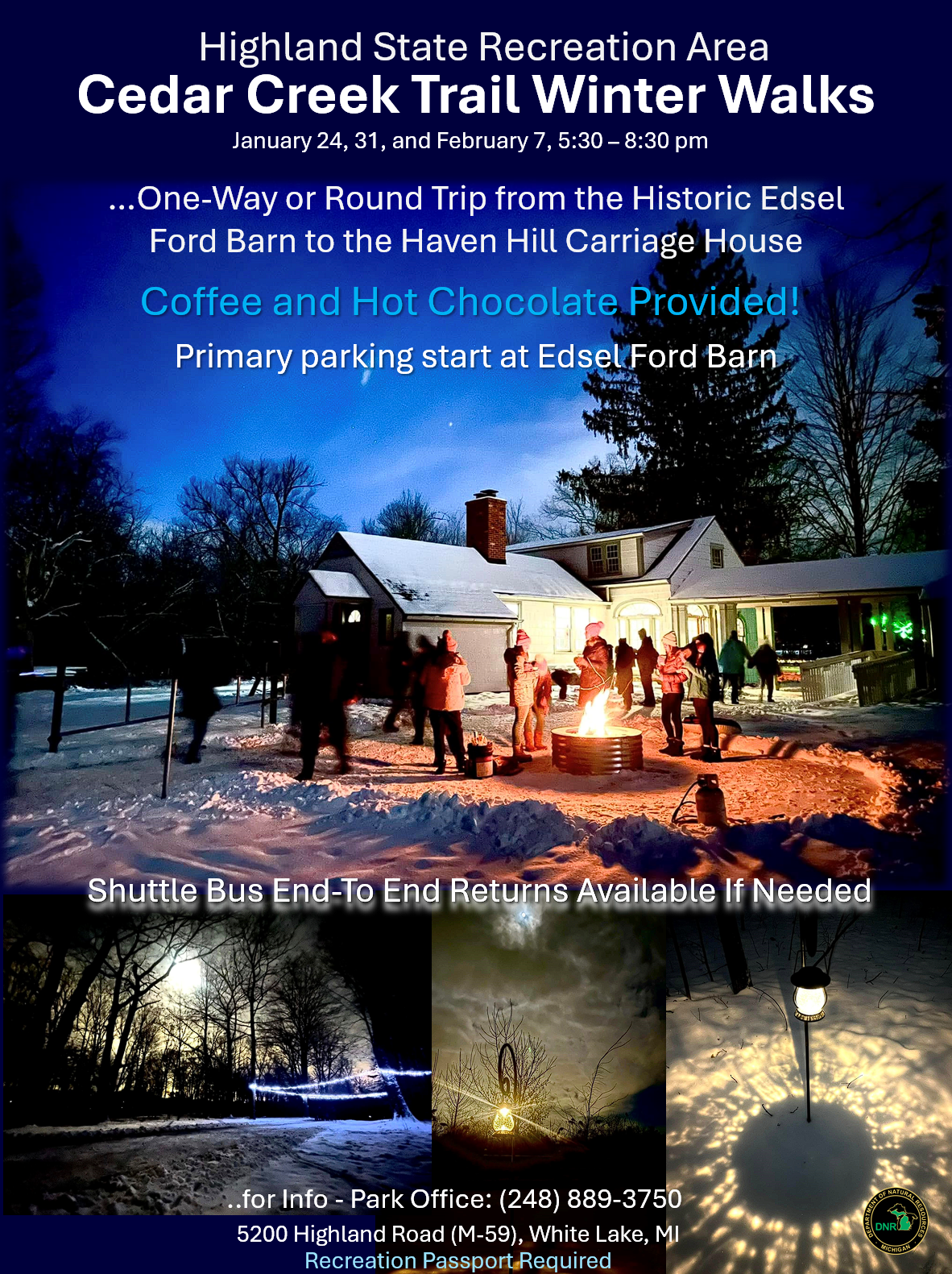 Enjoy Winter Night Hikes at Highland Recreation Area!