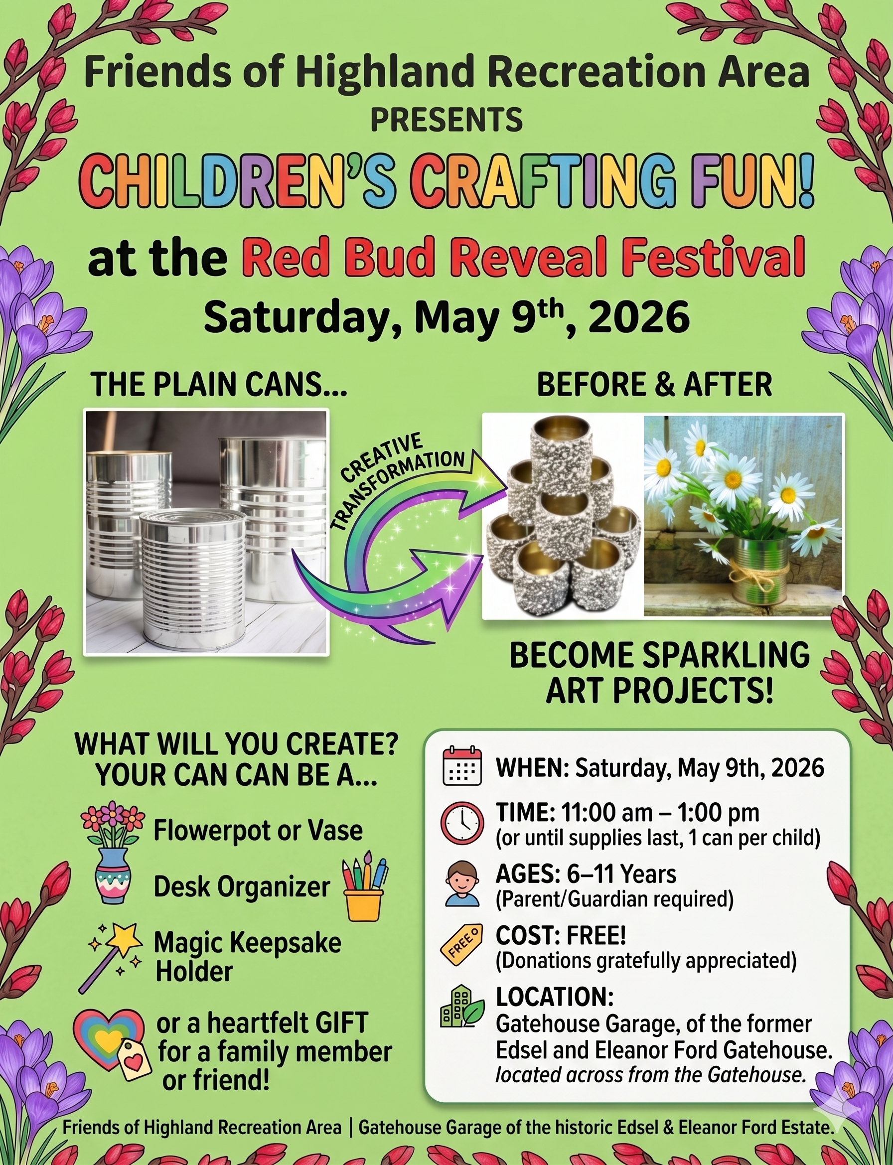 Kids Crafts at the Redbud Reveal - Highland State Recreation Area - May 9