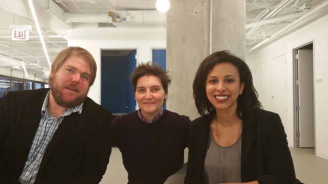 Donny Bridges, Whitney May, and Tiana Epps-Johnson in the Garage of The Chicago Community Trust.