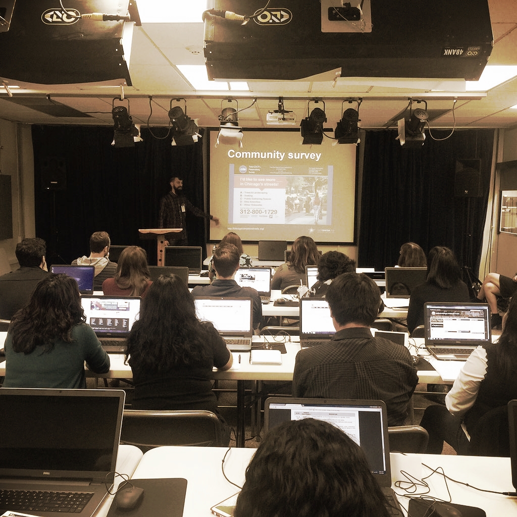 Kurt Sampsel discusses ways to measure voters' informational needs in Santa Ana.