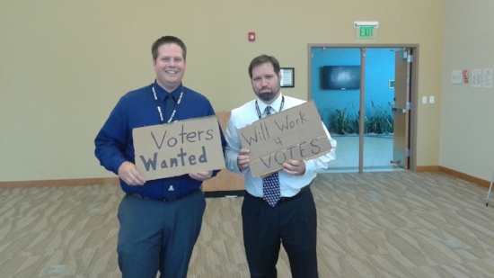 Ryan Cowley and Ricky Hatch "campaigning." Photo courtesy of Ricky Hatch.