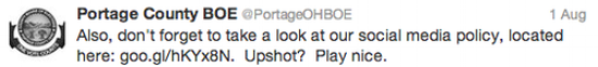 Portage County's Board Tweeted out its social media policy with the message to "play nice."