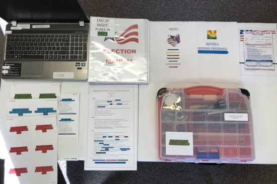 A sampling of Port Huron Township’s color-coded training materials. Photo Courtesy of the Port Huron Township Clerk.