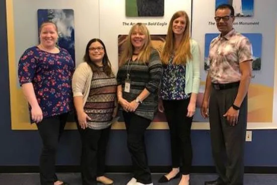 Orange County’s Election Department staff. L-R: Mary Hignight, Michelle Torres, Cindy Clark, Marissa Corrente, and Timothy Frazier. Photo courtesy of the Orange County Supervisor of Elections.