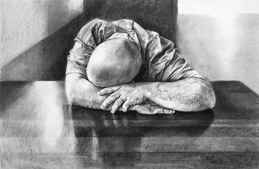  untitled, charcoal on paper, 40” x 26” 