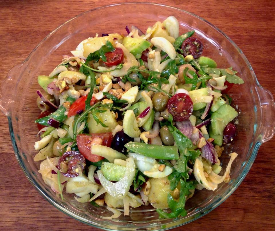 Fennel Salad- fennel, sugar snaps, tomato, onion, olives, cucumber, and cashew nuts.... .jpg