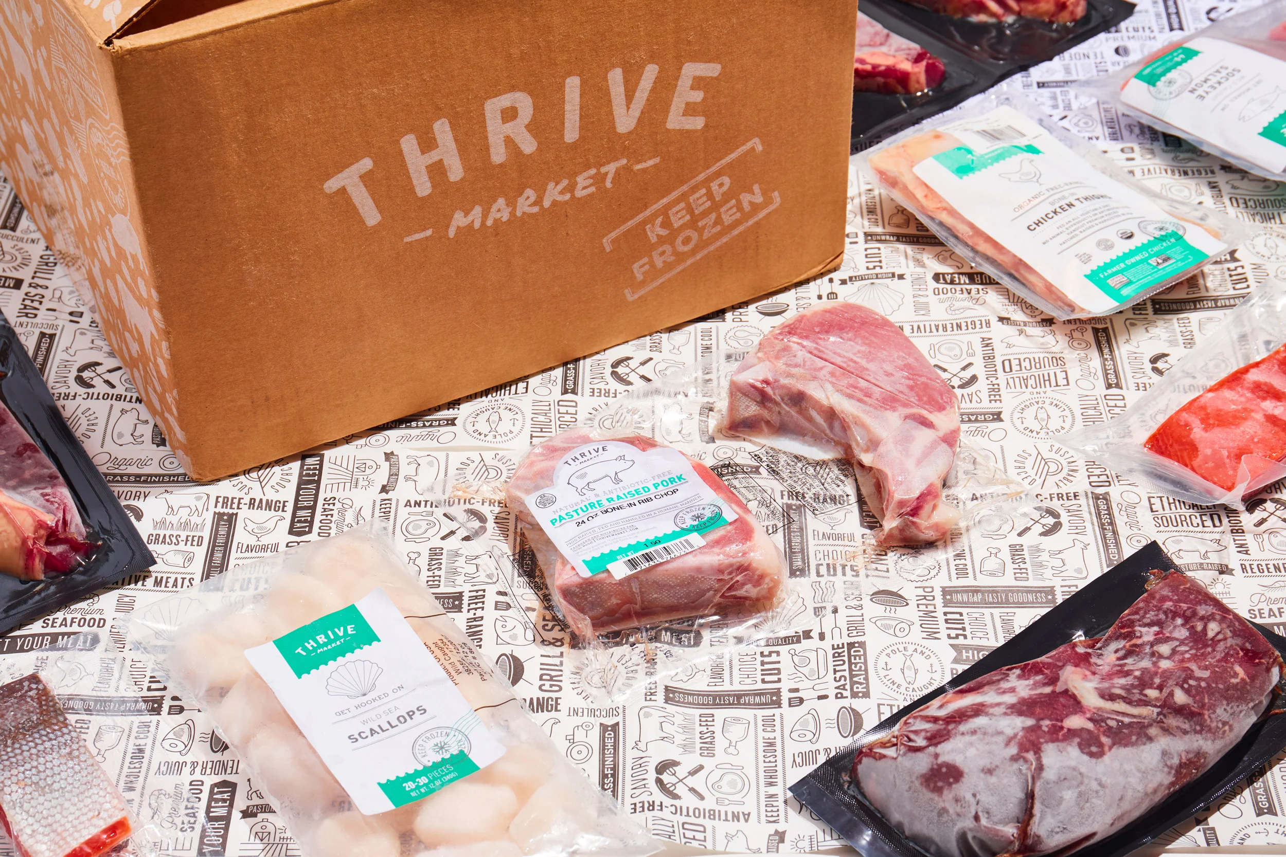  branding and packaging for Thrive Market’s Meat and Seafood line. 