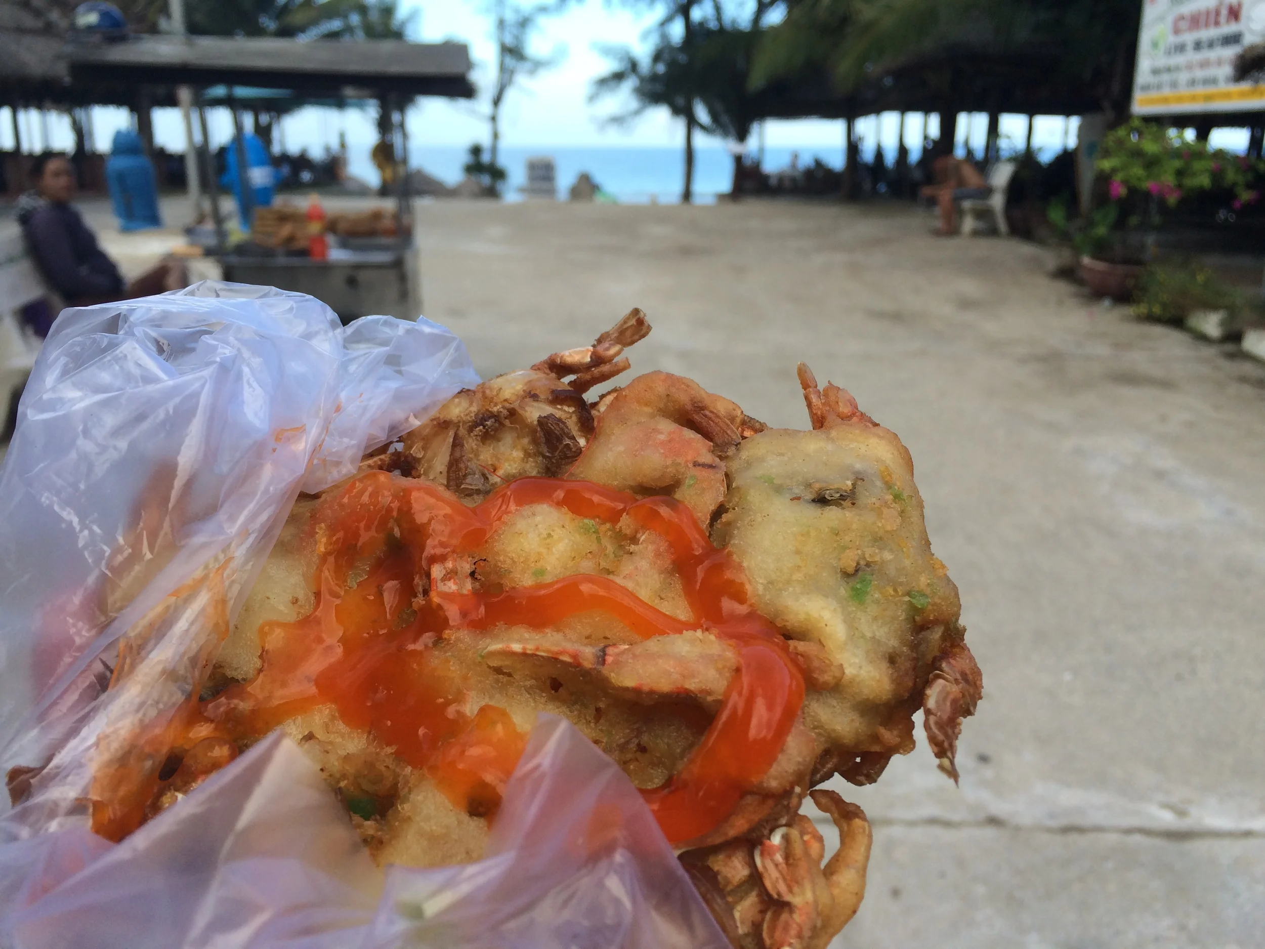 Deep fried crab pancake... you can see an entire crab on the right, + claws